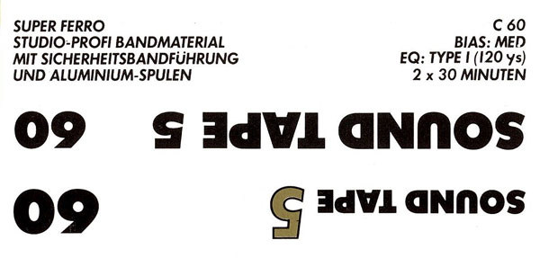 Compact Cassette Sound 2000 Sound Tape 5 60 Type I Normal 1984 Germany