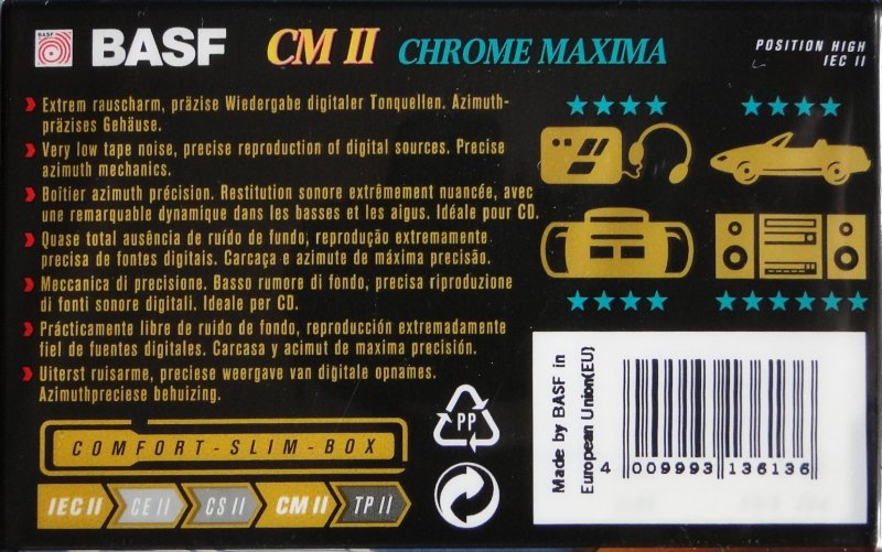 Compact Cassette BASF CM II Chrome Maxima 60 Type II Chrome 1995 Europe
