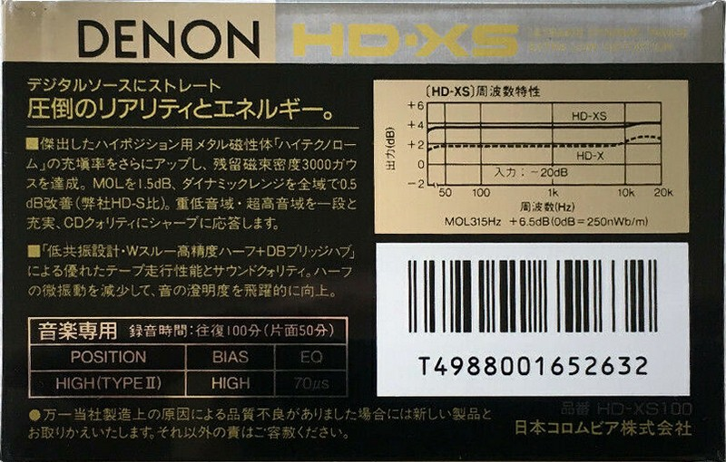 Compact Cassette Denon HD-XS 100 Type II Chrome 1987 Japan