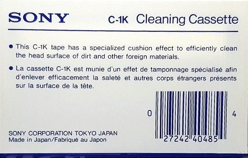 Compact Cassette Sony "C-1K" Cleaning Cassette 1996 Japan