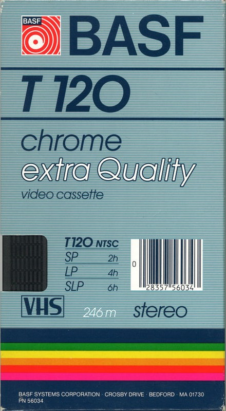 VHS, Video Home System BASF Extra Quality 120 Type II Chrome 1985 North America