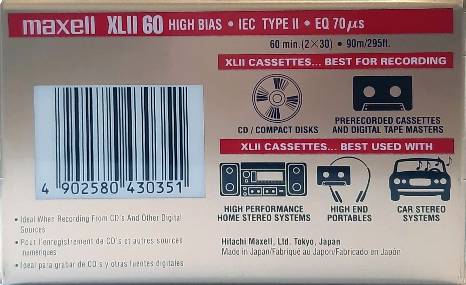 Compact Cassette Maxell XLII 60 Type II Chrome 1997 Europe