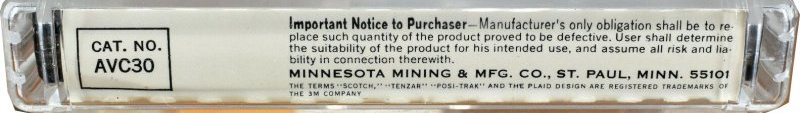 Compact Cassette Scotch AVC 30 Type I Normal 1971 USA