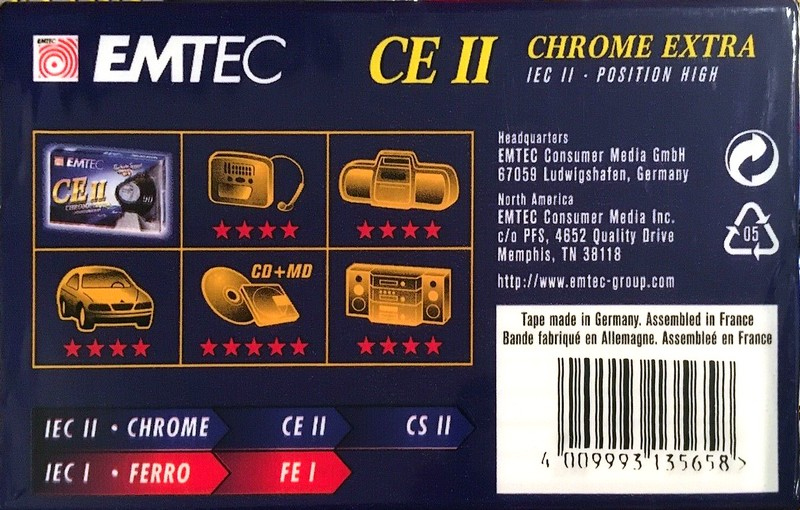 Compact Cassette Emtec CE II Chrome Extra 46 Type II Chrome 2004 Europe