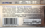 Compact Cassette Sony UX-Pro 90 Type II Chrome 1986 USA