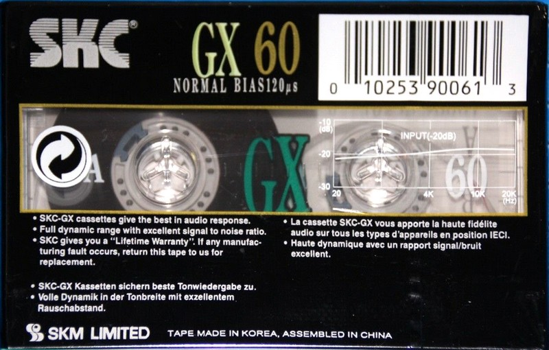 Compact Cassette SKC GX 60 Type I Normal 1999 Europe