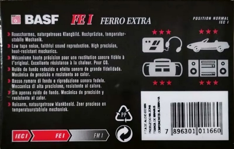 Compact Cassette BASF FE I Ferro Extra 60 Type I Normal 1995 Latin America