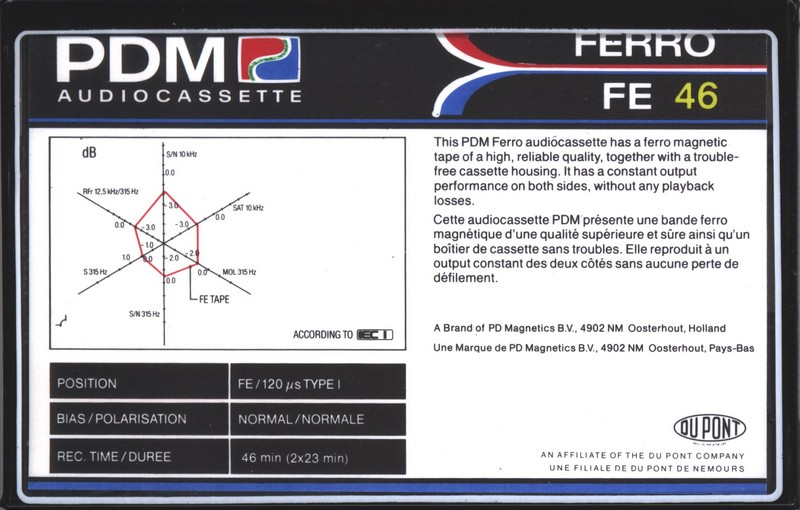 Compact Cassette PDM FE 46 Type I Normal 1987 Europe