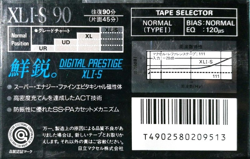 Compact Cassette Maxell XLI-S 90 Type I Normal 1988 Japan