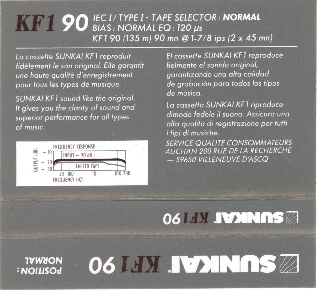 Compact Cassette Sunkai KF 1 90 Type I Normal 1988 Europe
