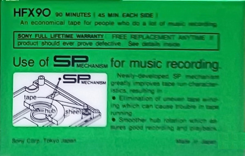 Compact Cassette Sony HFX 90 Type I Normal 1978 USA