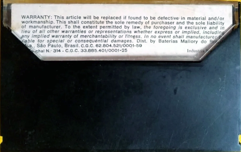 Compact Cassette Mallory 60 "Black" Type I Normal 1982 Latin America