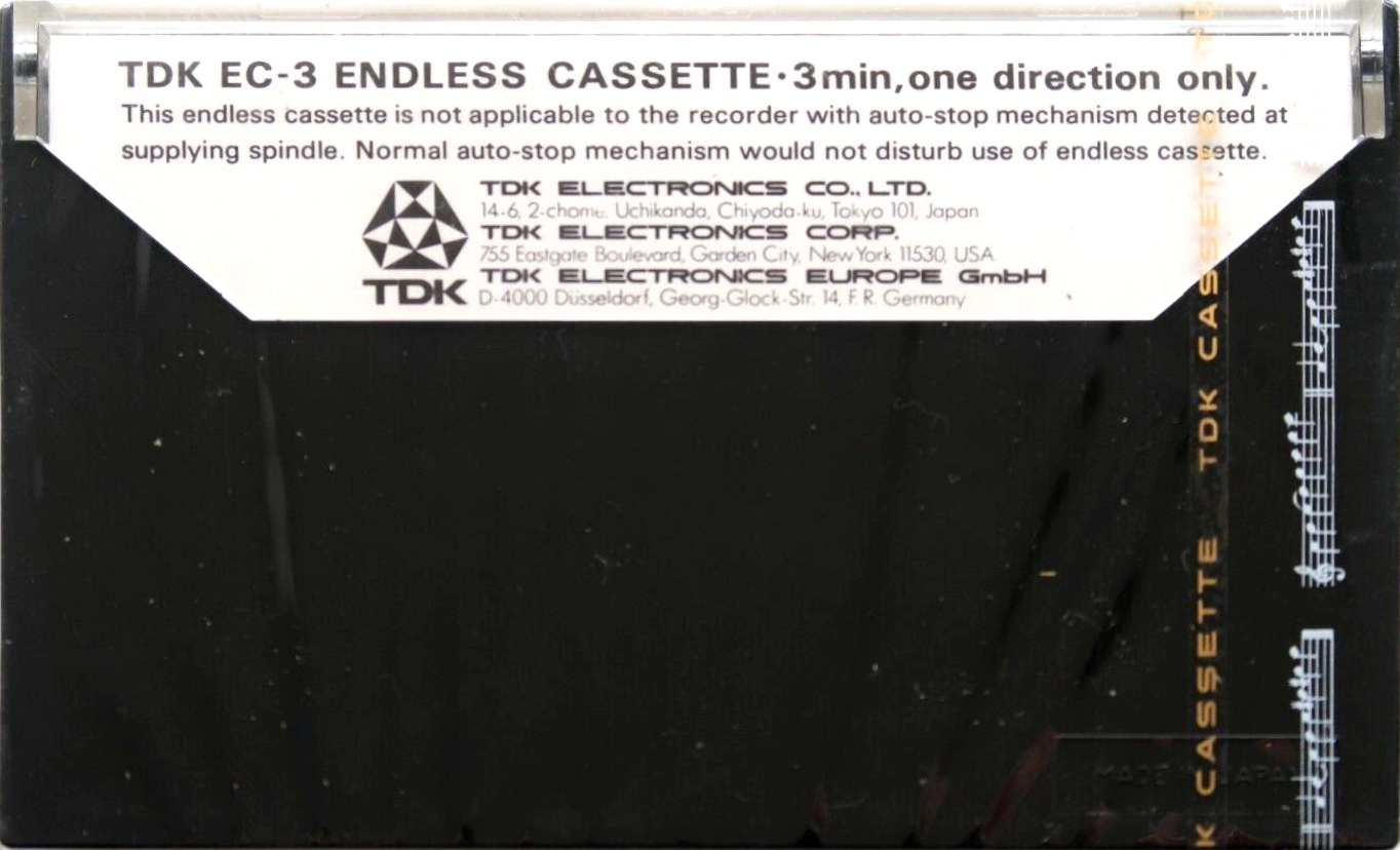 Compact Cassette TDK EC Endless 3 "EC3" Endless Cassette 1978 Europe, USA