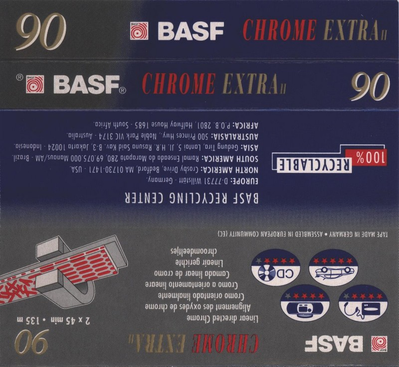 Compact Cassette BASF Chrome Extra II 90 Type II Chrome 1993 Europe