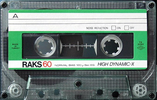 Compact Cassette RAKS HD-X 60 Type I Normal 1985 Europe