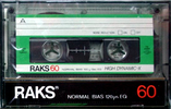 Compact Cassette RAKS HD-X 60 Type I Normal 1985 Europe