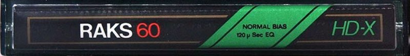 Compact Cassette RAKS HD-X 60 Type I Normal 1985 Europe