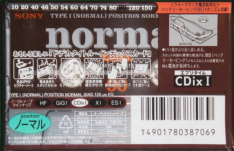 Compact Cassette Sony CDix I 90 "C-90CDX1D" Type I Normal 1996 Japan