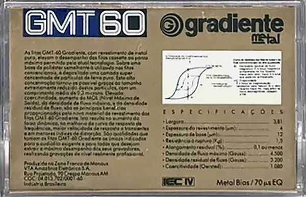 Compact Cassette Gradiente GMT 60 Type IV Metal Latin America