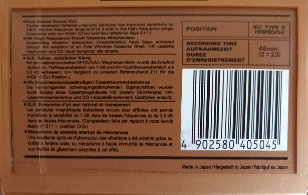 Compact Cassette Maxell XLII 46 Type II Chrome 1988 Europe