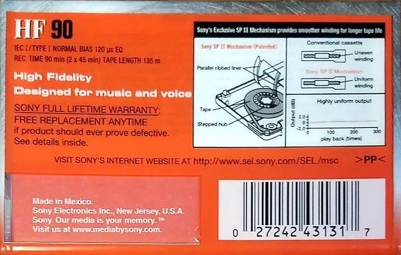 Compact Cassette Sony HF 90 Type I Normal 1995 North America