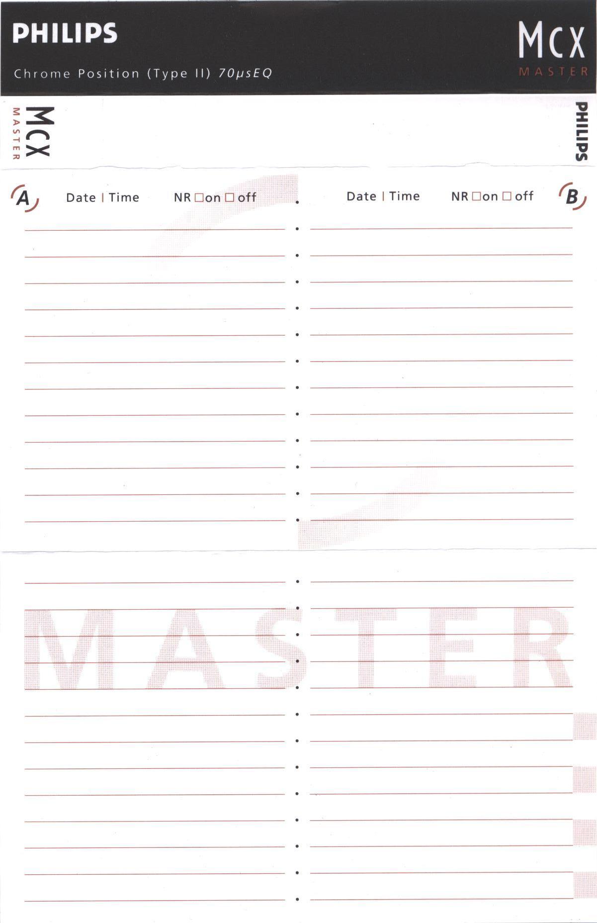 Compact Cassette Philips MCX Master 75 Type II Chrome 1990 Europe