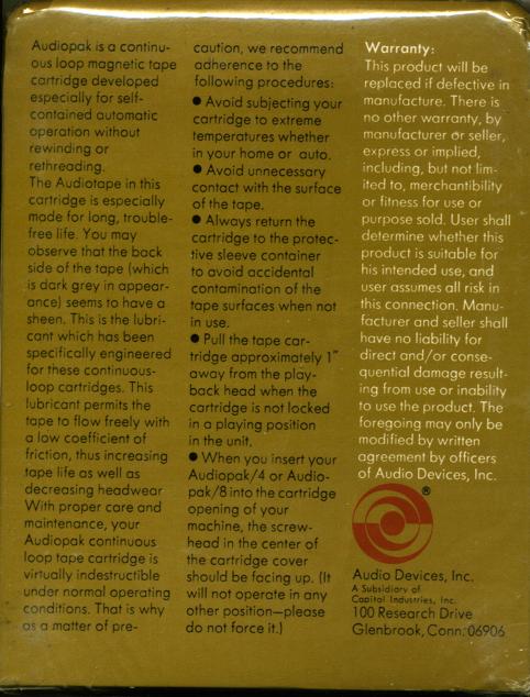 TRACK-8 Capitol 80 "AudioPak" Type I Normal USA