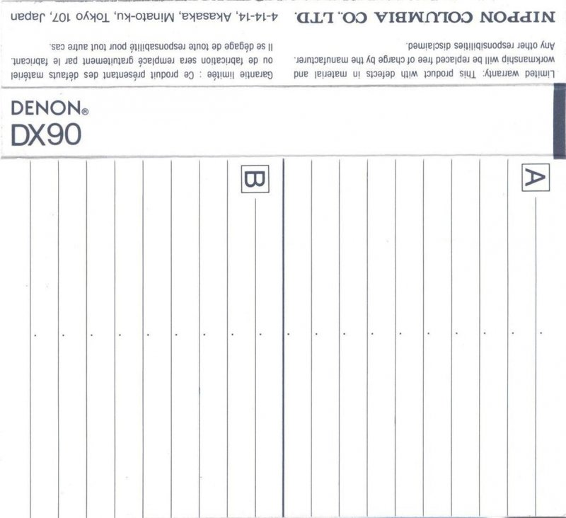 Compact Cassette Denon DX 90 Type I Normal 1990 UK