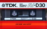 Compact Cassette TDK AV 30 "AV-D30" Type I Normal 1985 USA