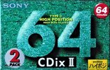 2 pack Sony CDix II 64 "2C-64CDX2B" Type II Chrome 1994 Japan