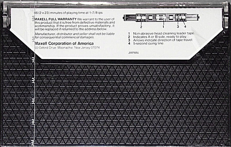 Compact Cassette Maxell UD 46 Type I Normal 1977 USA