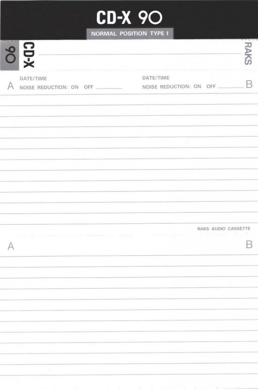Compact Cassette RAKS CD-X 90 Type I Normal 1990 Europe