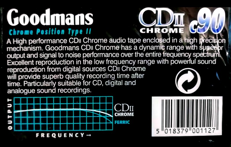 Compact Cassette Goodmans CDII 90 Type II Chrome UK