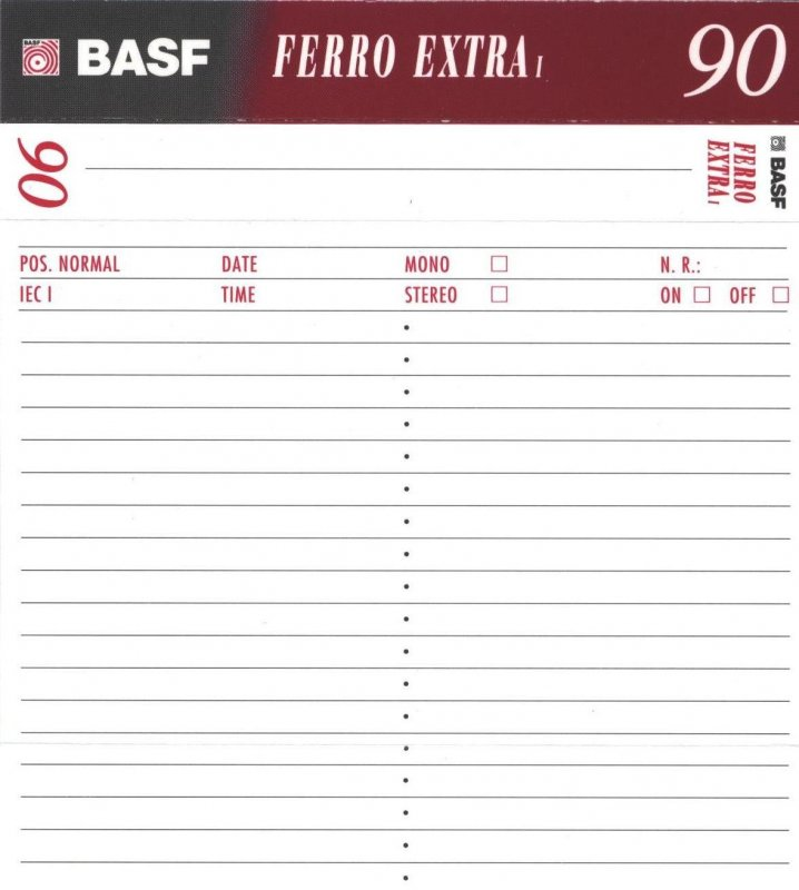 Compact Cassette BASF Ferro Extra I 90 Type I Normal 1994 Europe