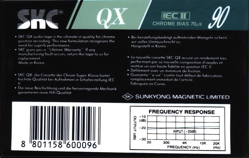 Compact Cassette SKC QX 90 Type II Chrome 1992 Worldwide