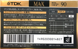 Compact Cassette TDK MA-X 90 "MA-X90M" Type IV Metal 1990 Japan