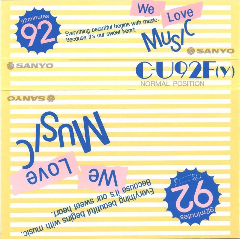 Compact Cassette Sanyo We Love Music 92 "Yellow" Type I Normal 1986 Japan