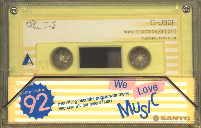 Compact Cassette Sanyo We Love Music 92 "Yellow" Type I Normal 1986 Japan