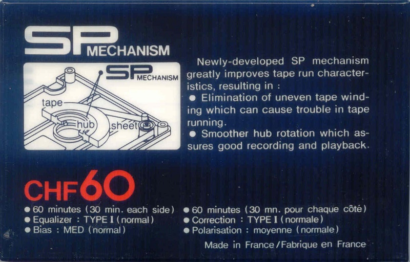 Compact Cassette Sony CHF 60 Type I Normal 1978 North America