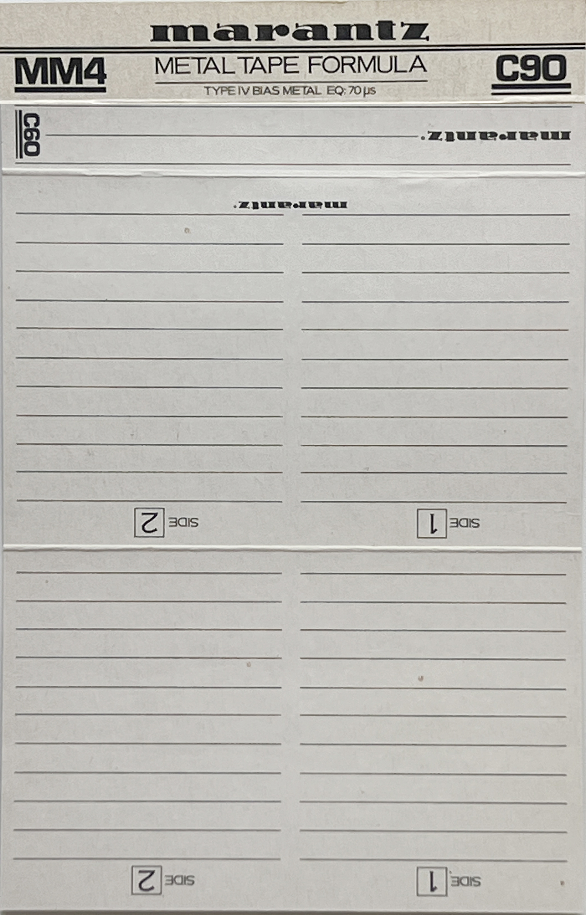 Compact Cassette Marantz MM4 90 Type IV Metal 1983 Europe