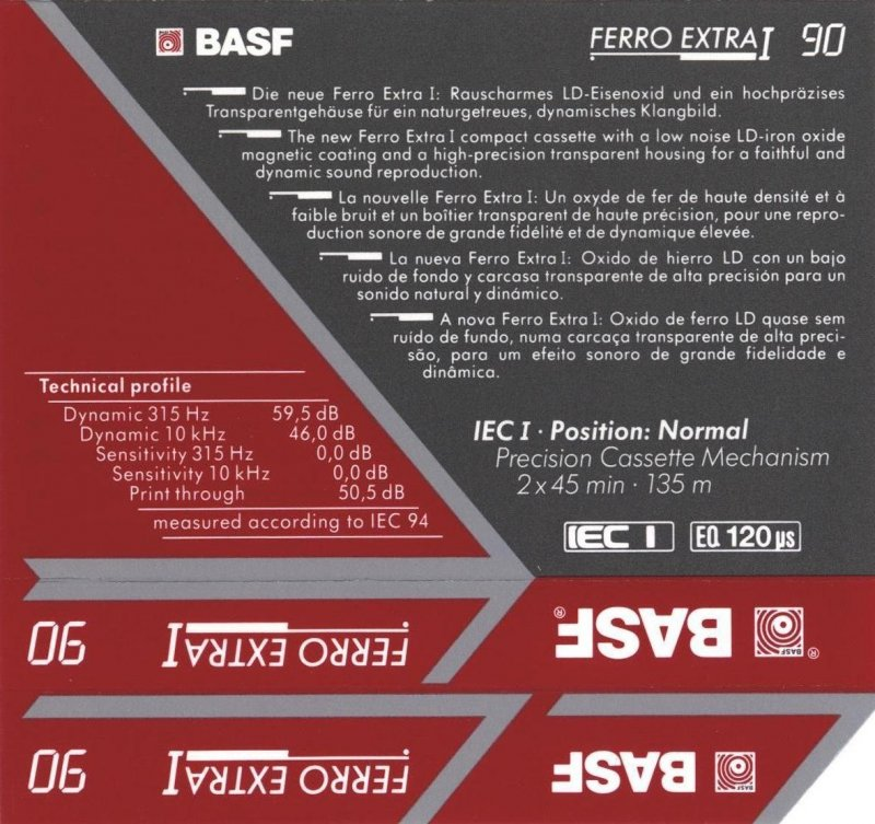 Compact Cassette BASF Ferro Extra I 90 Type I Normal 1991 Europe
