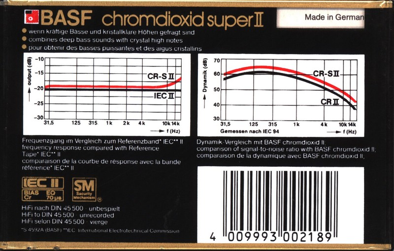 Compact Cassette BASF Chromdioxid Super II 90 Type II Chrome 1984 Europe