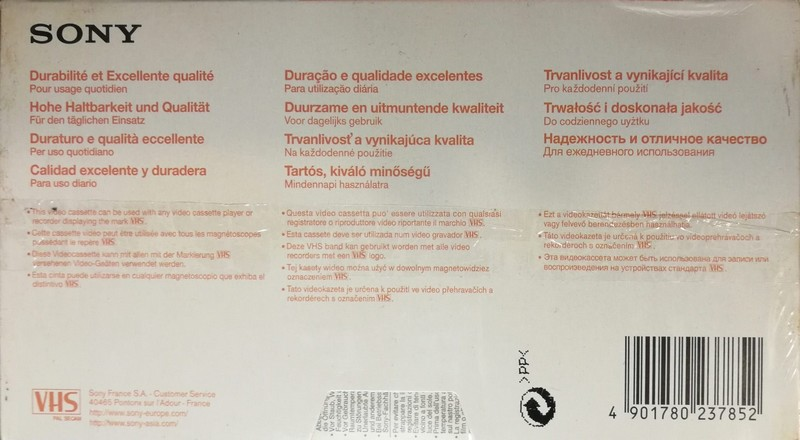 VHS, Video Home System Sony DX 180 Type I Normal Worldwide