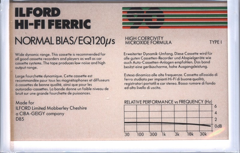 Compact Cassette Ilford 90 "Hi-Fi Ferric" Type I Normal 1982 Europe