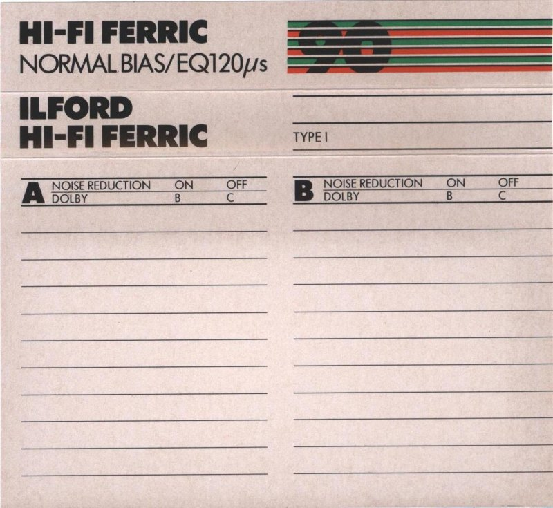 Compact Cassette Ilford 90 "Hi-Fi Ferric" Type I Normal 1982 Europe