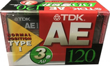 3 pack TDK AE 120 "AE-120X3F" Type I Normal 1998 Japan