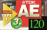 3 pack TDK AE 120 "AE-120X3F" Type I Normal 1998 Japan