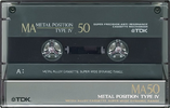 Compact Cassette TDK MA 50 "MA-50R" Type IV Metal 1992 Japan
