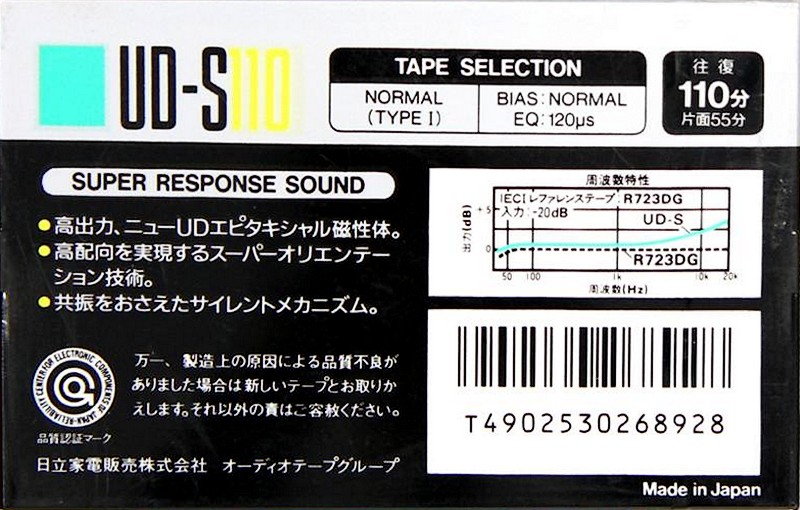 Compact Cassette Hitachi UD-S 110 Type I Normal 1988 Japan