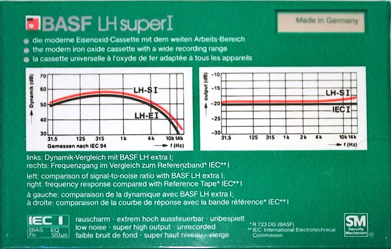Compact Cassette BASF LH Super I 60 "LH Super I" Type I Normal 1982 Europe